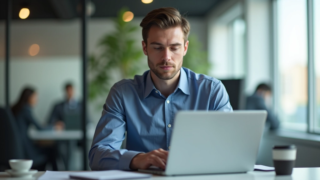 Person at computer setting up approval rules and workflow conditions in automation software